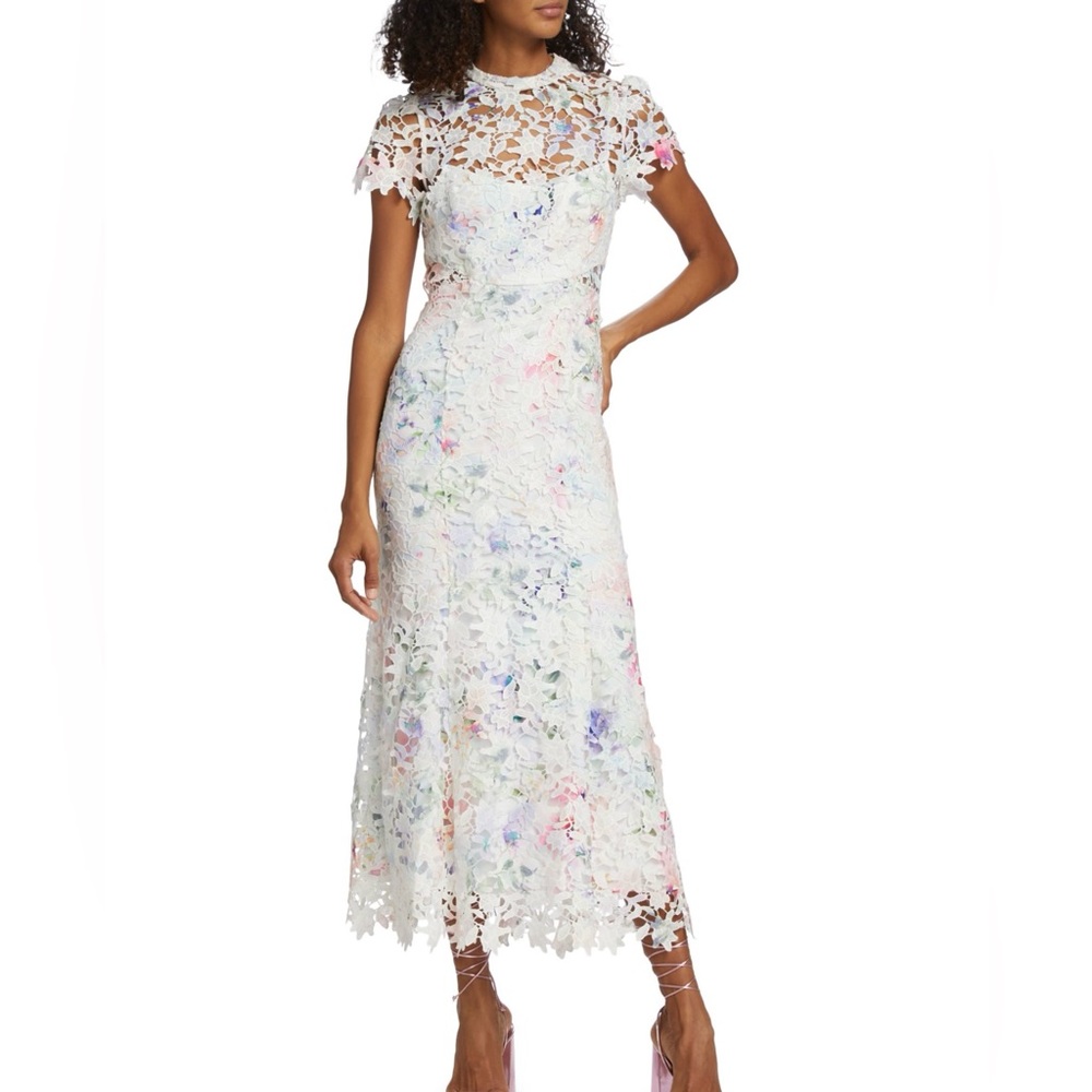 ML Monique Lhuillier Jasmine Lace Midi-Dress